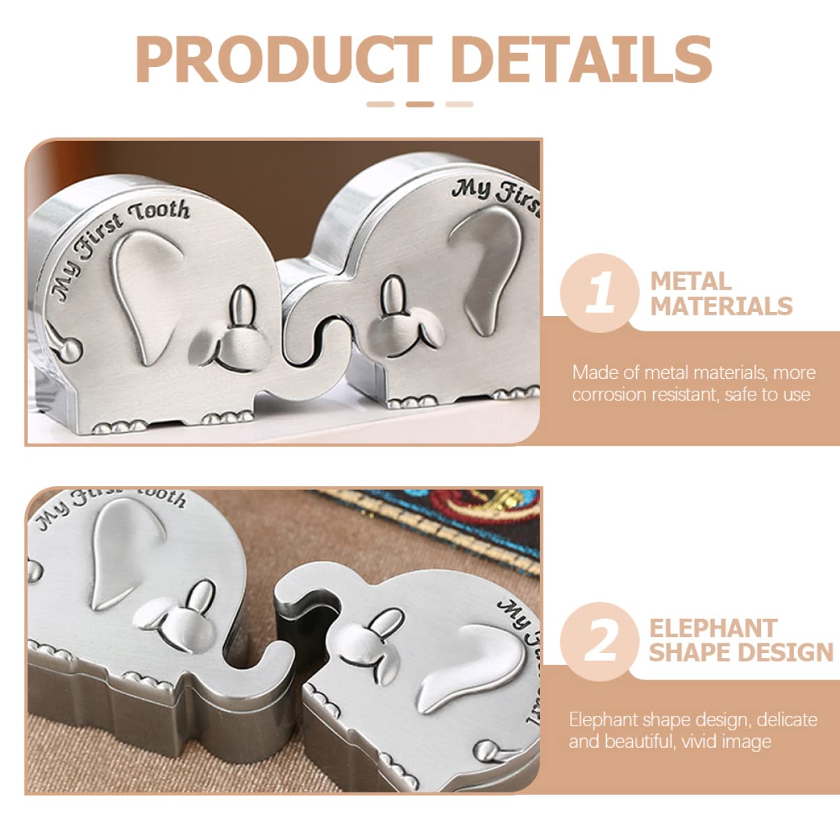 Cabilock 2 Pairs Kids Tooth Saver Organizer - Metal Silver Fairy Tooth Holder for Children | Perfect for Tooth Fairy Visits, Baby Teeth Keepsake & First Lost Tooth Memory