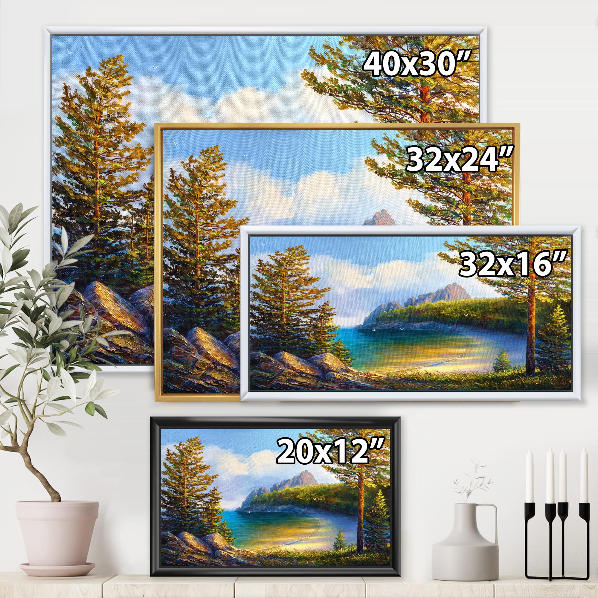 DesignQ Morning Sun By The Wild Beach - Coastal Framed Canvas Wall Art Print for Living Room, Bedroom & Office Decor | Nautical Home Decor | Beach House Wall Art