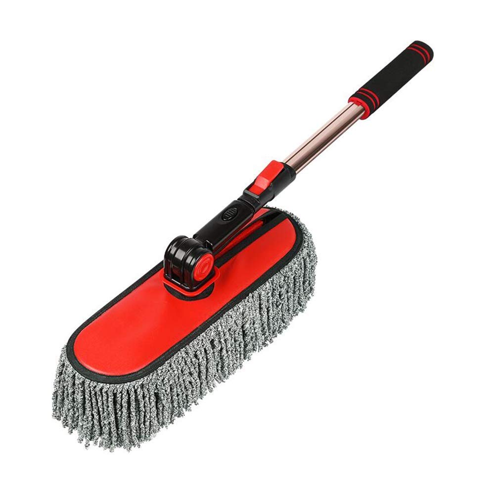 Premium Car Wash Mop with Long Handle - Soft Microfiber Car Duster for Scratch-Free Cleaning, Detailing & Dusting (Red) - Ideal for Car Washing, Interior Detailing & Vehicle Maintenance