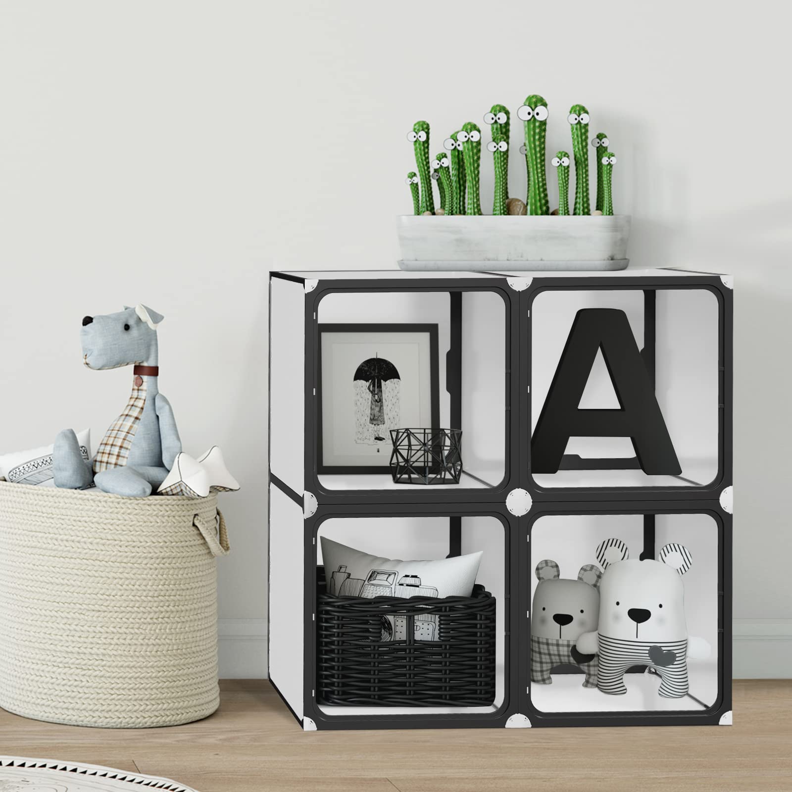 MIRUO 4-Pack White Storage Cubes & Closet Organizers - Foldable Fabric Bins for Office, Clothing, and Home Organization (A-GE08002-USAM021) | Perfect for Bedroom, Nursery, and Pantry Storage Solutions