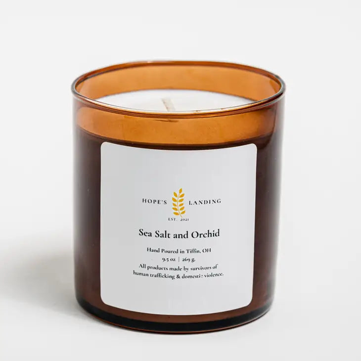 Sea Salt & Orchid Scented Soy Wax Candle - Relaxing Aromatherapy for Home, Spa, and Meditation