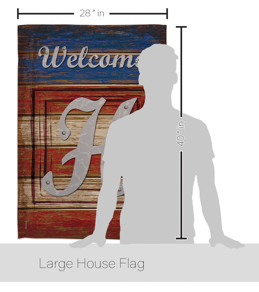 Breeze Decor H Initial Patriotic Flag Set 28x40 - Home & Garden Decor