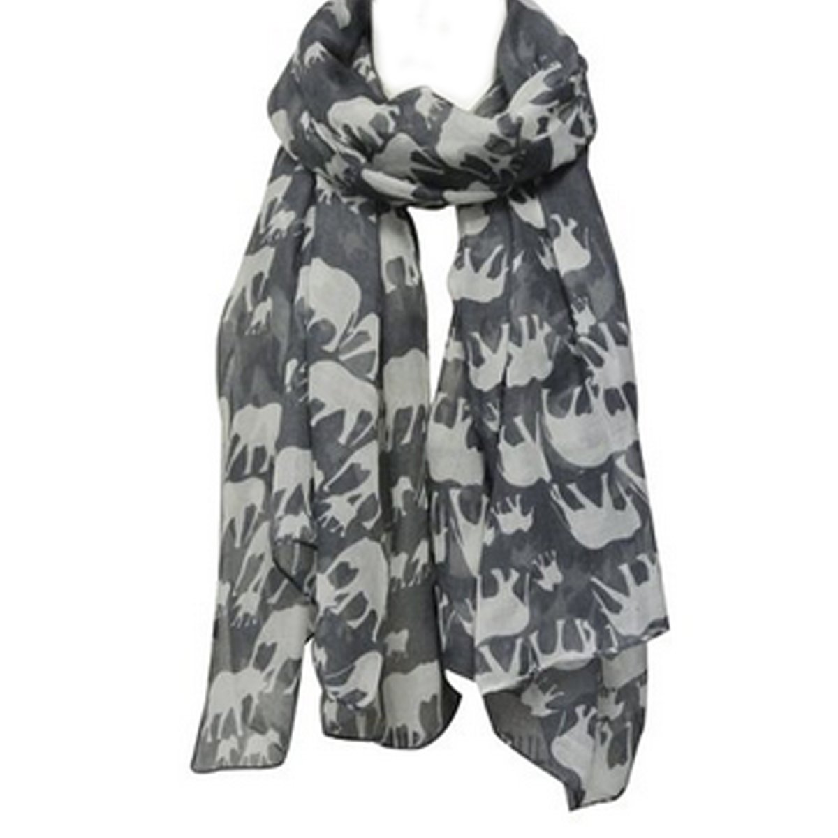 Wrapables Elephant Print Scarf Wrap - Soft Grey Fashion Shawl for Women | Perfect for Winter Warmth, Travel Accessories & Gift Ideas
