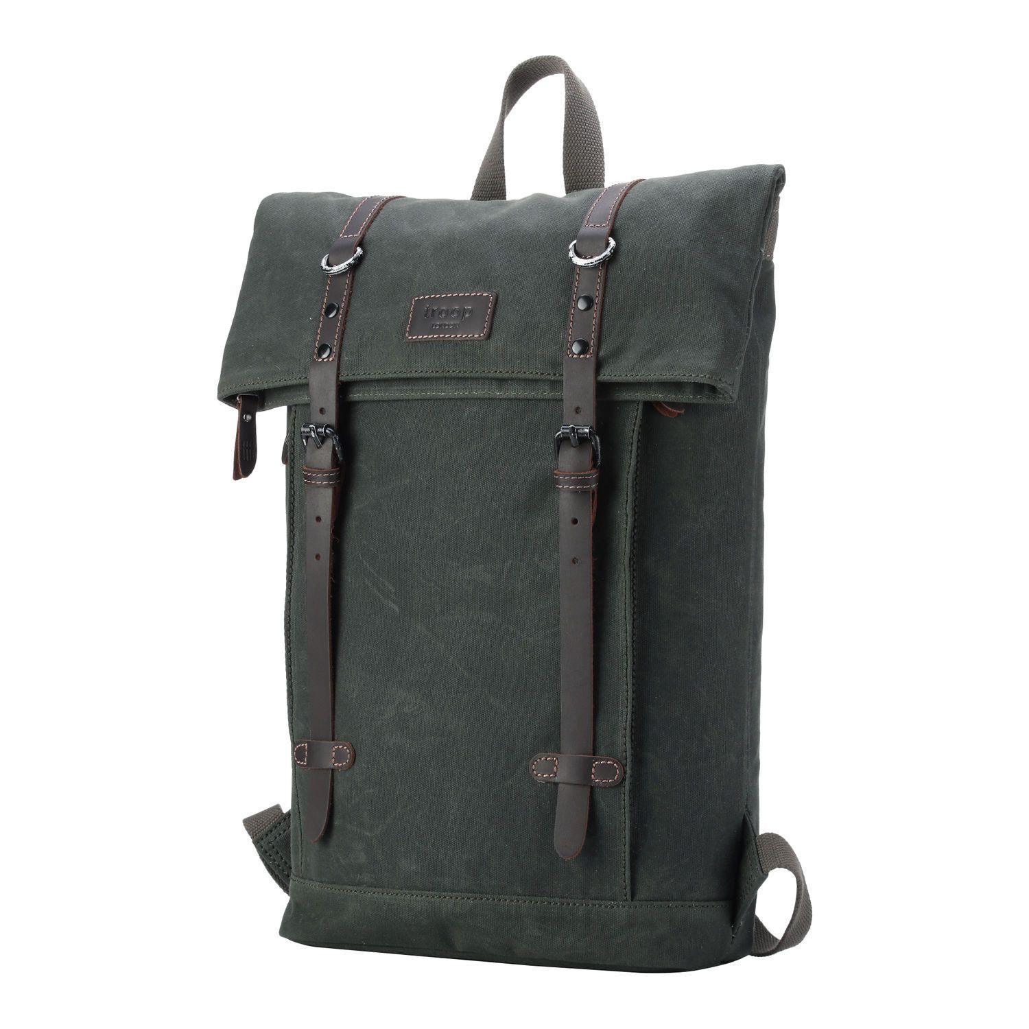 TRP0425 Troop London Heritage Canvas 15 Inch Laptop Backpack - Waterproof Smart Casual Daypack with Foldable Top for Work, School & Travel | Durable Business & College Backpack