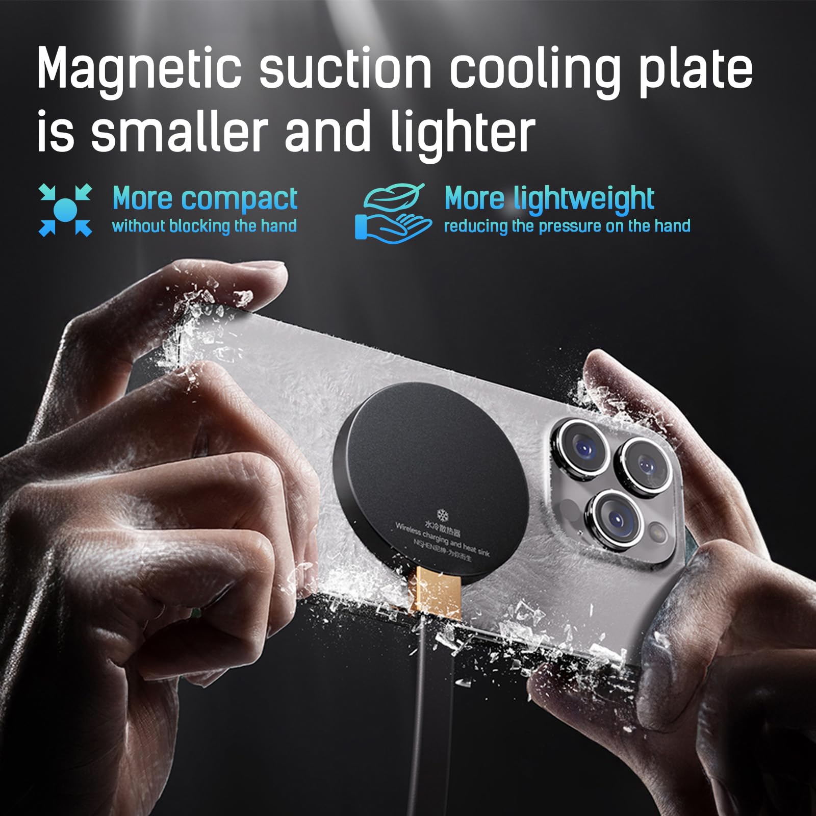Magnetic Phone Cooler - Ultra-Fast 15s Cooling, Silent Liquid Cooling Radiator for Phone, Tablet & Pad | Perfect for Gaming, Streaming & Heavy Usage (No Wireless Charging)