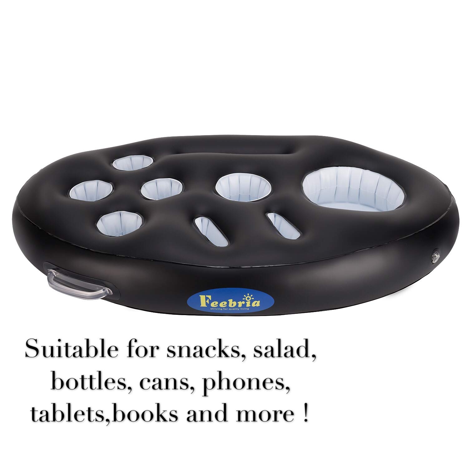 Large Capacity Inflatable Pool Drink Holder - Floating Drink Float for Hot Tub, Pool, Beach & Party - Holds Beverages, Phones & Snacks - Easy to Inflate - Perfect for Summer BBQs, Pool Parties & Relaxing by the Water