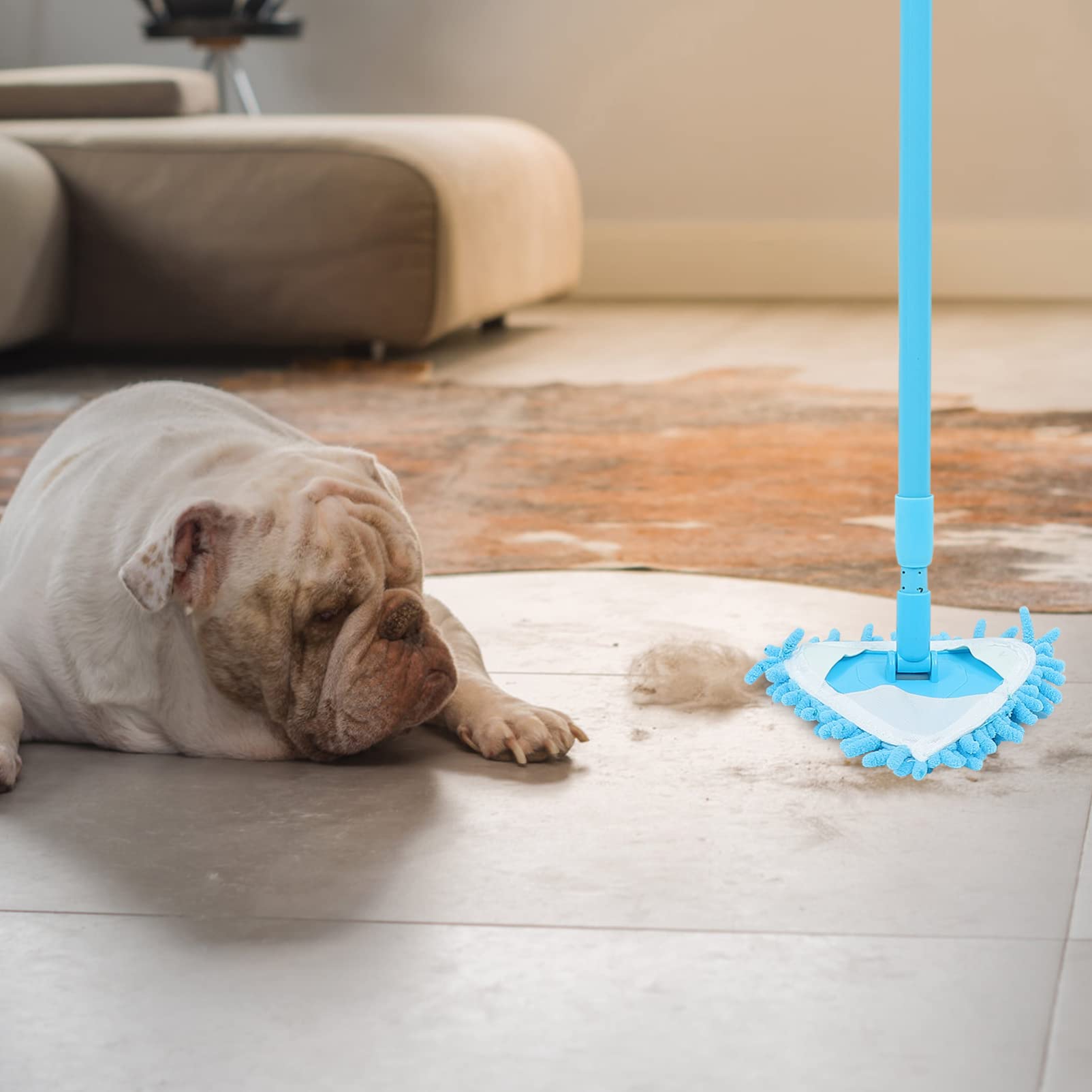 VICASKY Mini Triangle Mop - Adjustable Cordless Handheld Cleaning Mop for Tile Floors, Walls, Bathroom & Kitchen - Blue | Perfect for Tight Corners, Small Spaces & Quick Spot Cleaning