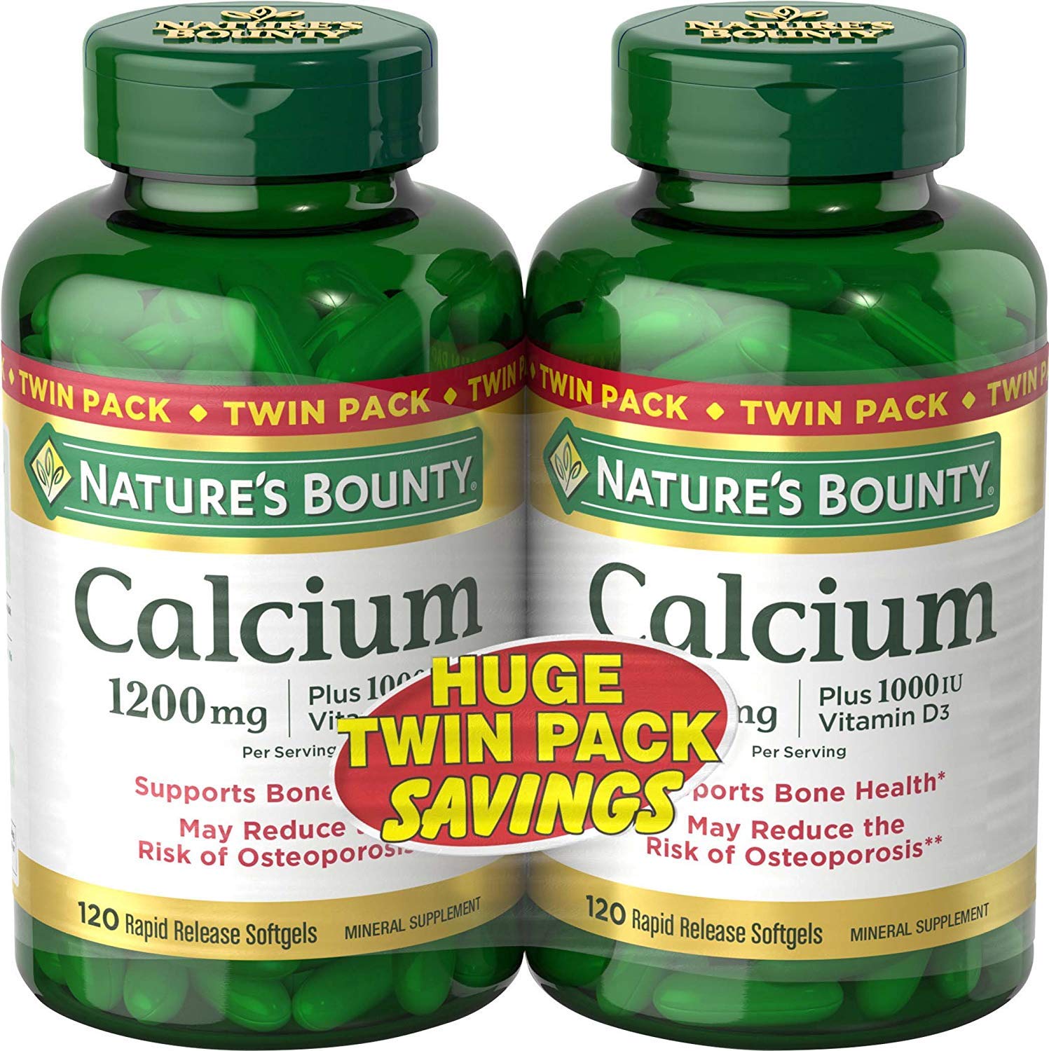 Absorbable Calcium 1200mg with 1000IU Vitamin D3 Supplement - 240 Softgels (3 Bottle Pack) for Bone Health & Immune Support - Perfect for Adults & Seniors
