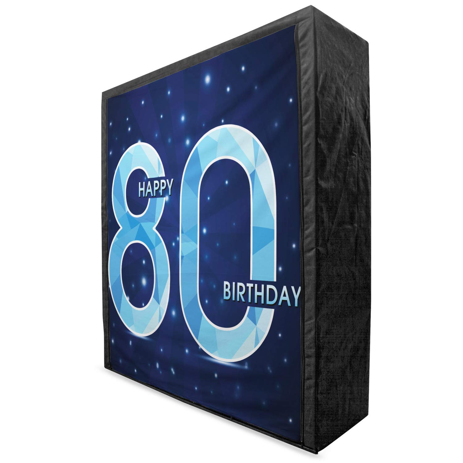 Ambesonne 80th Birthday Portable Fabric Wardrobe - Diamond Age 80 Years Old Party Theme with Stars - Clothing Organizer & Storage Closet with Shelves - 59 Inches Navy Blue & Sky Blue - Perfect for Birthday Celebrations, Gift Giving & Bedroom Organization