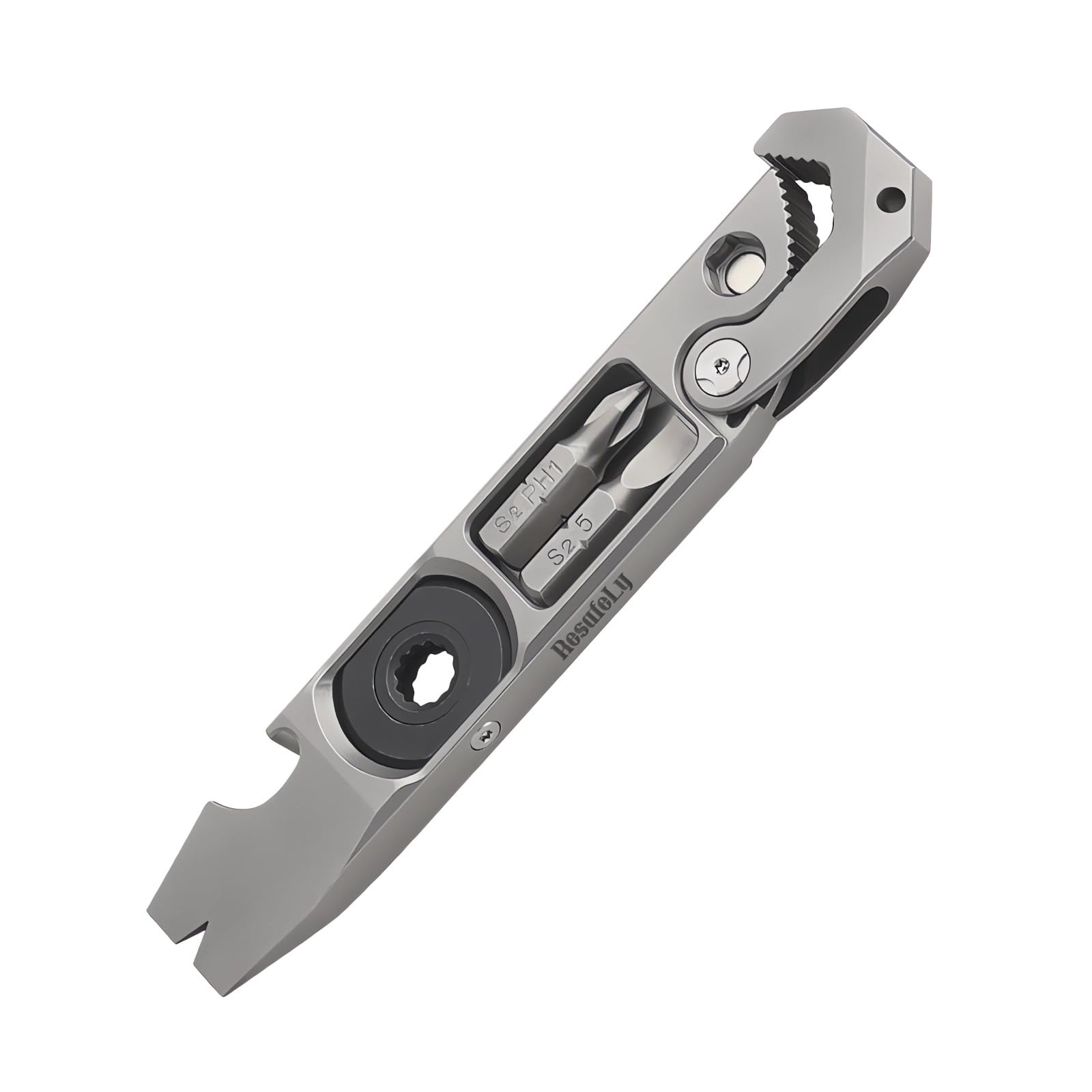 Premium Titanium Pry Bar Multi-Tool - EDC Pocket Tool with Bottle Opener, Wrench, Ratchet Screwdriver & Nail Puller | Compact Crowbar for Camping, Hiking, Survival & Everyday Carry