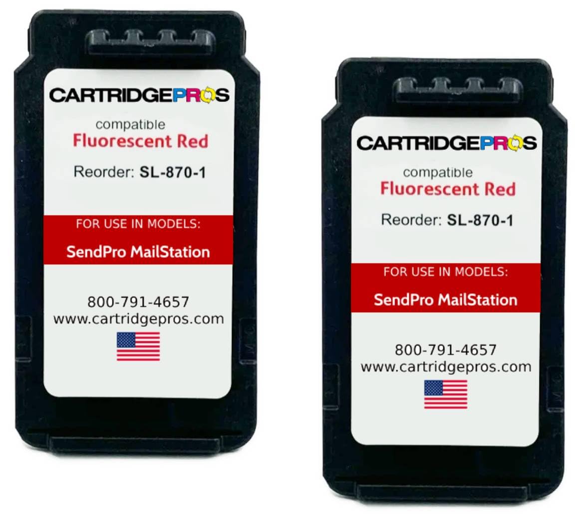2-Pack Genuine Red Ink Cartridge SL-870-1 Replacement for SendPro Mailstation (CSD1) Postage Machines - Made in USA - Perfect for Office Mailing & Shipping Needs