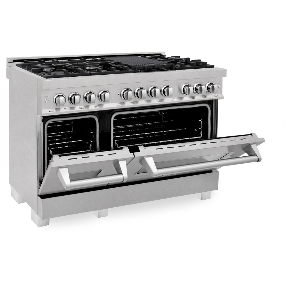 ZLINE 48-Inch 6.0 cu.ft Dual Fuel Range with 7-Burner Gas Cooktop & 2 Electric Ovens - Satin Stainless Steel (RAS-SN-48) | Professional Kitchen Appliance for Home Chefs & Cooking Enthusiasts