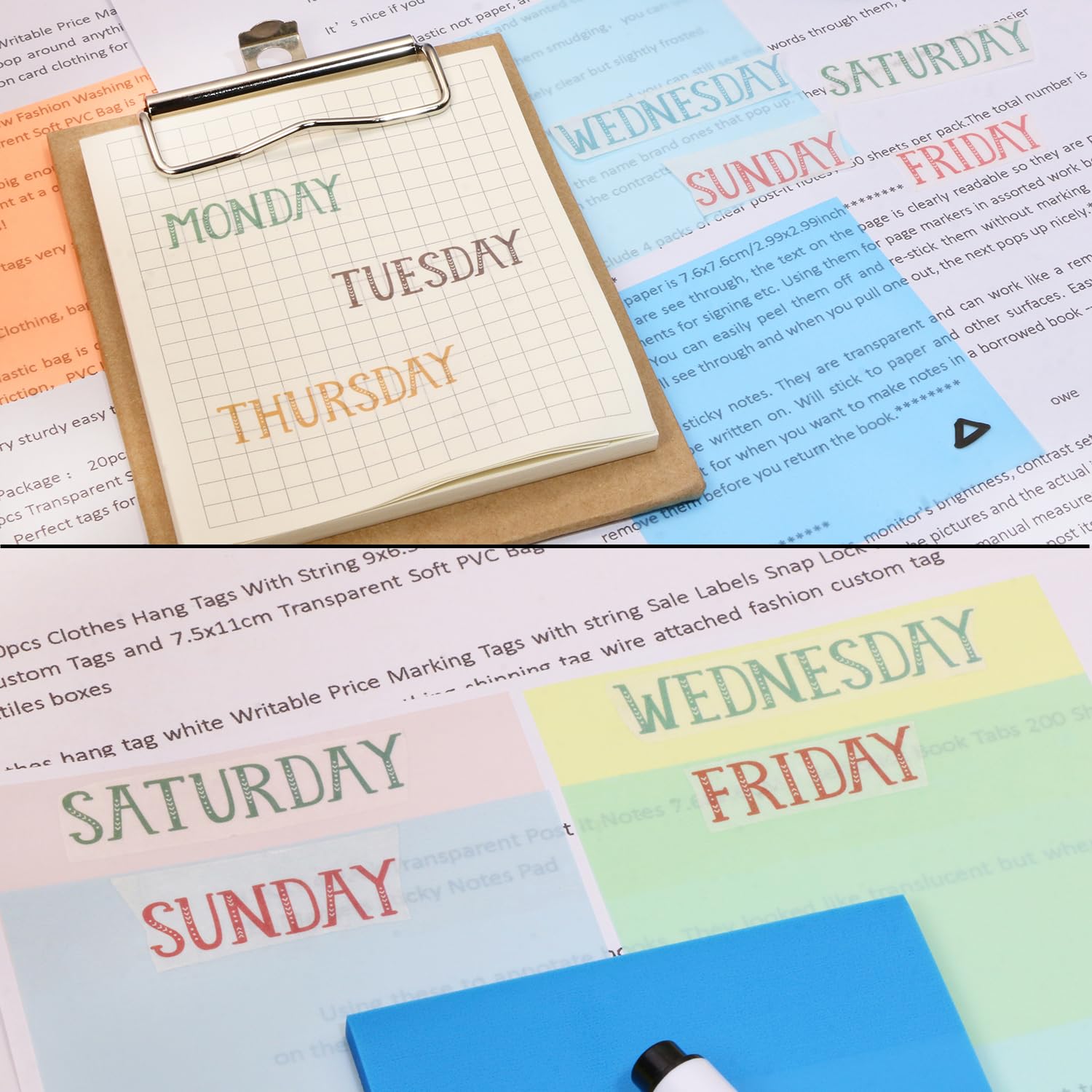 ONLYKXY 10-Pack Colorful Weekly Planner Stickers - Monday to Sunday Self-Adhesive Labels for Journals, Planners & Scrapbooking - Perfect for Organization, School & Office Use