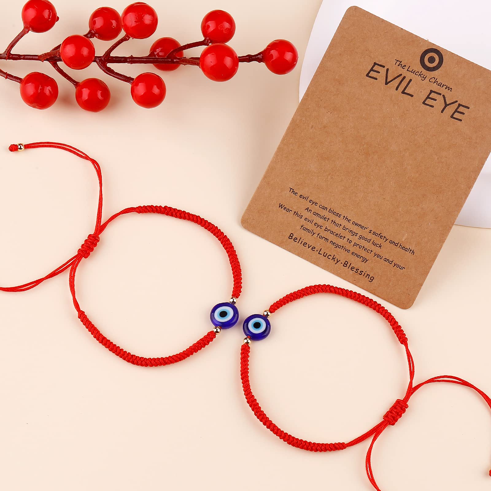 Handmade Red Evil Eye Bracelet with Gold Bead - Blue Evil Eye Jewelry for Women, Men & Teens - Pack of 2 - Mal de Ojo Protection Bracelet - Ojo Turco Pulsera - Perfect for Gifts, Spiritual Protection & Boho Fashion Accessories