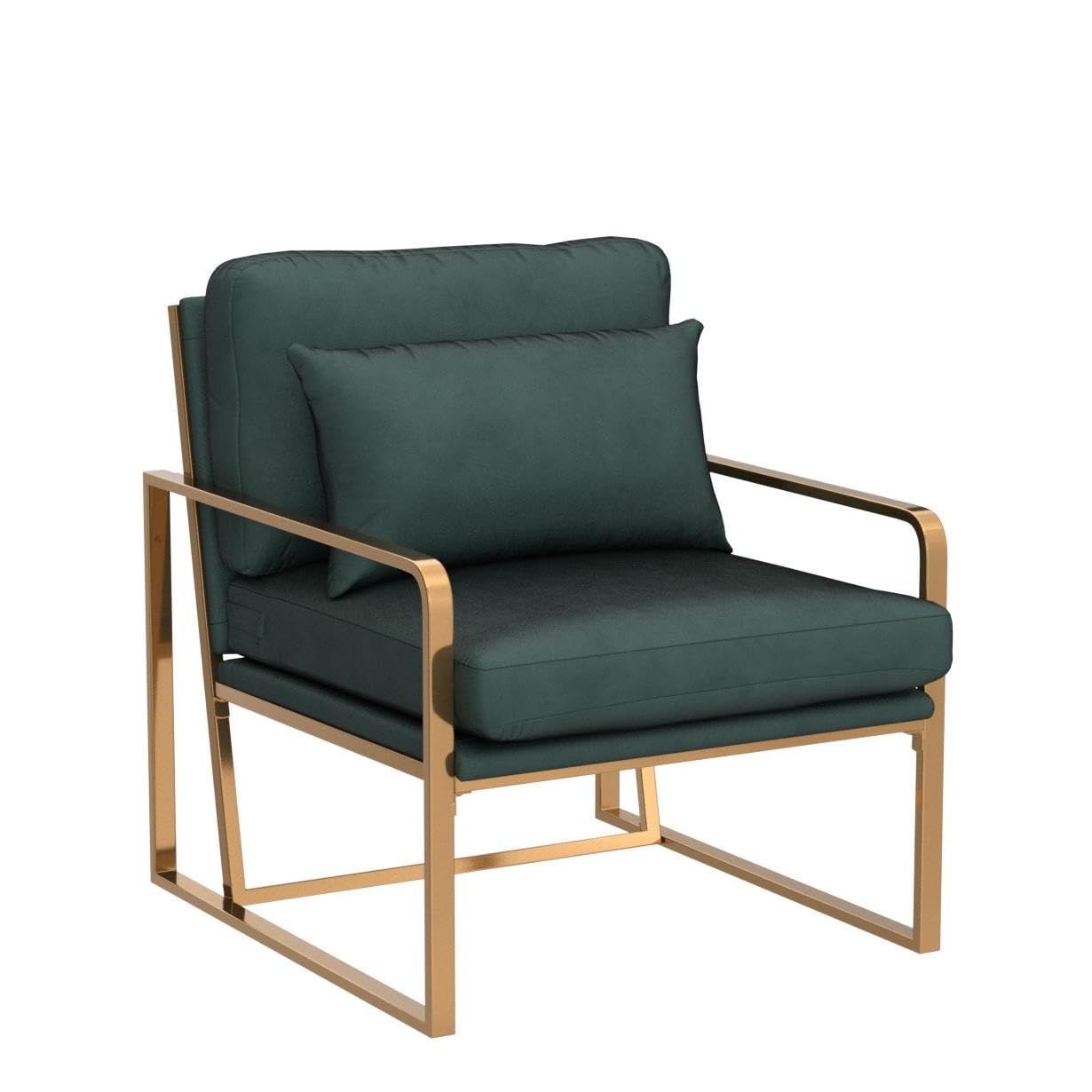 Modern Accent Chair with Linen Upholstery & Metal Legs - Comfortable Armchair for Living Room, Bedroom, or Reading Nook (Green, Set of 1) - Perfect for Relaxing, Entertaining & Home Decor
