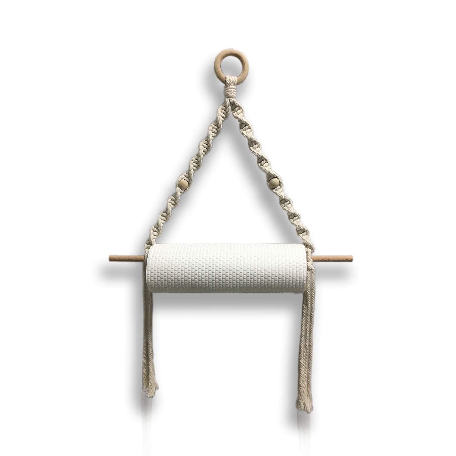 Boho Macrame Paper Towel Holder - Handmade Cotton Rope Towel Hanger for Kitchen, Bathroom & Farmhouse Decor | Perfect for Boho, Rustic & Coastal Style Homes