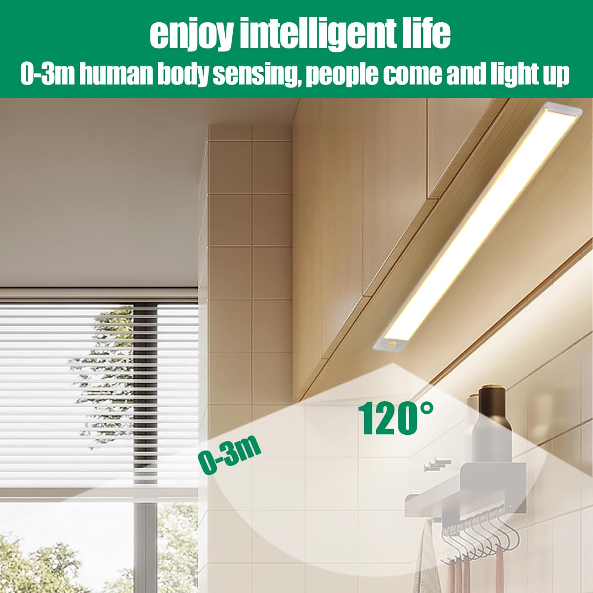 8 Pack Magnetic Under Cabinet LED Lights - Battery Powered Motion Sensor Lighting for Kitchen, Closet, Pantry, Bedroom - Perfect for Dark Spaces & Nighttime Use