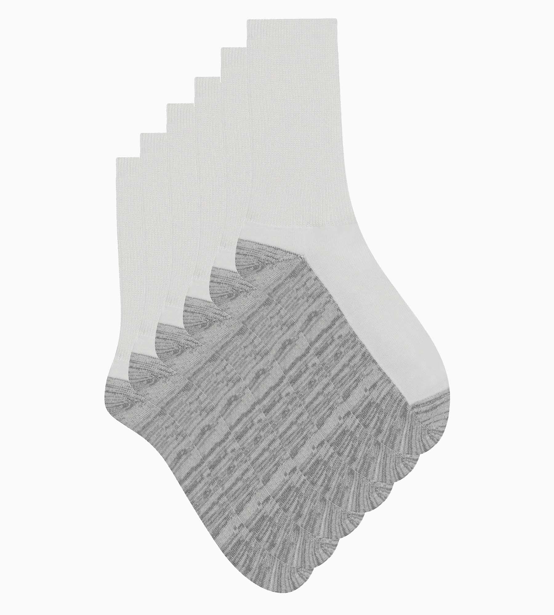 3 Pairs Men's Cotton Socks - White & Grey Athletic Crew Socks for Running, Gym & Casual Wear - EcoDim Sport Socks Pack