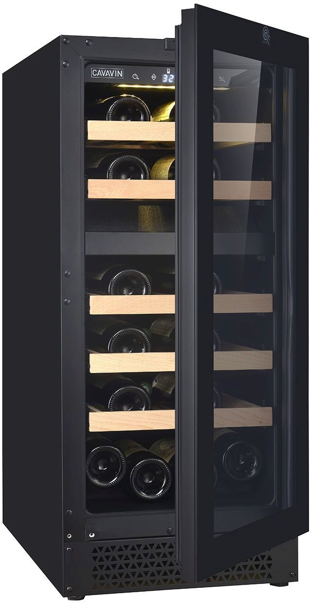 Cavavin V 024WDZFG Vinoa Collection 15-Bottle Black Wine Cooler - Compact Freestanding Wine Fridge for Home, Office, or Restaurant Use