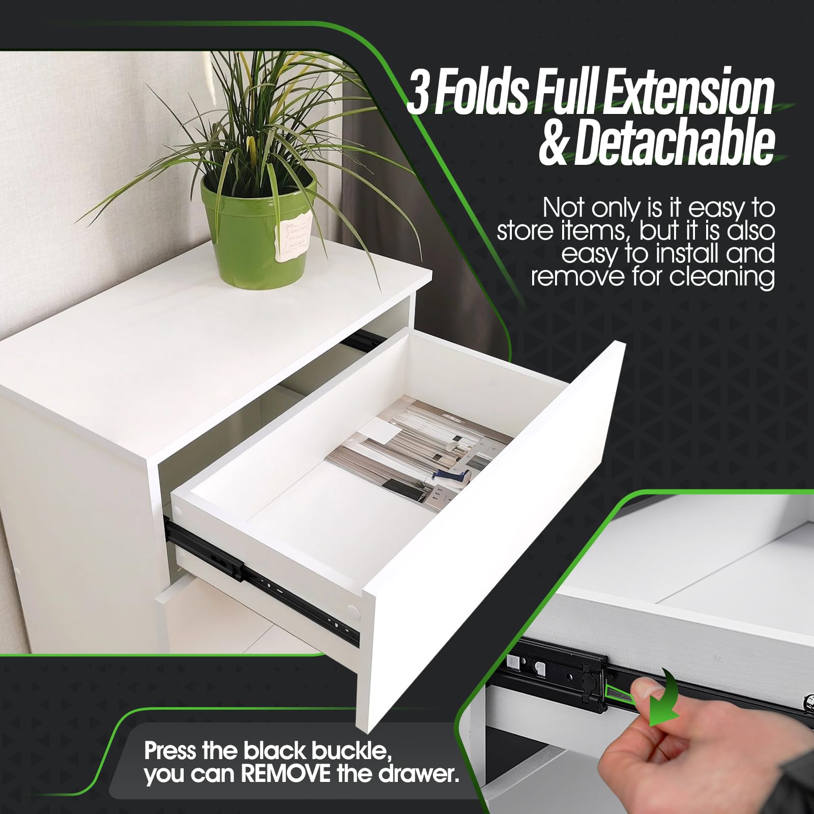 Heavy Duty Full Extension Ball Bearing Drawer Slides 8-24 Inch (12