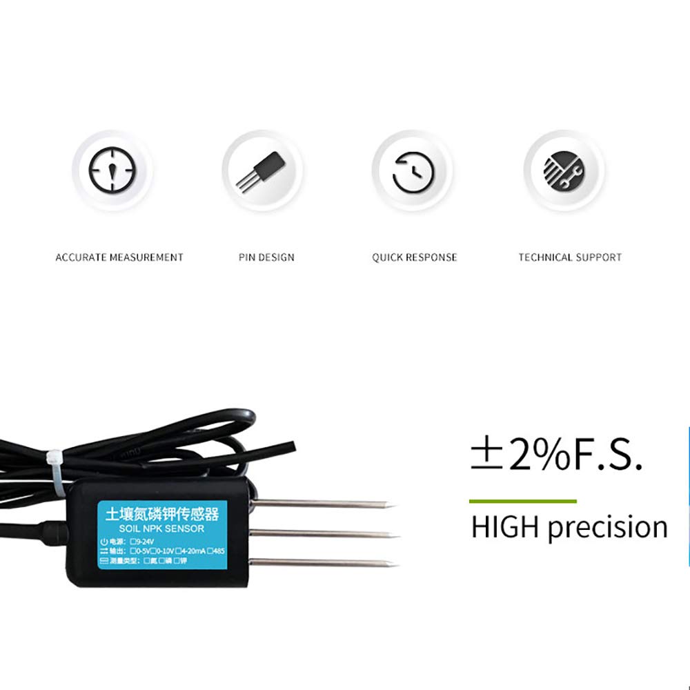 High-Precision NPK Soil Sensor with RS485 & IP68 - Digital Soil Tester for Agriculture, Greenhouse, and Hydroponics - Measure N/P/K Fertilizer Levels, Soil Fertility & Environmental Conditions (Perfect for Smart Farming, Precision Agriculture & Soil Analysis)