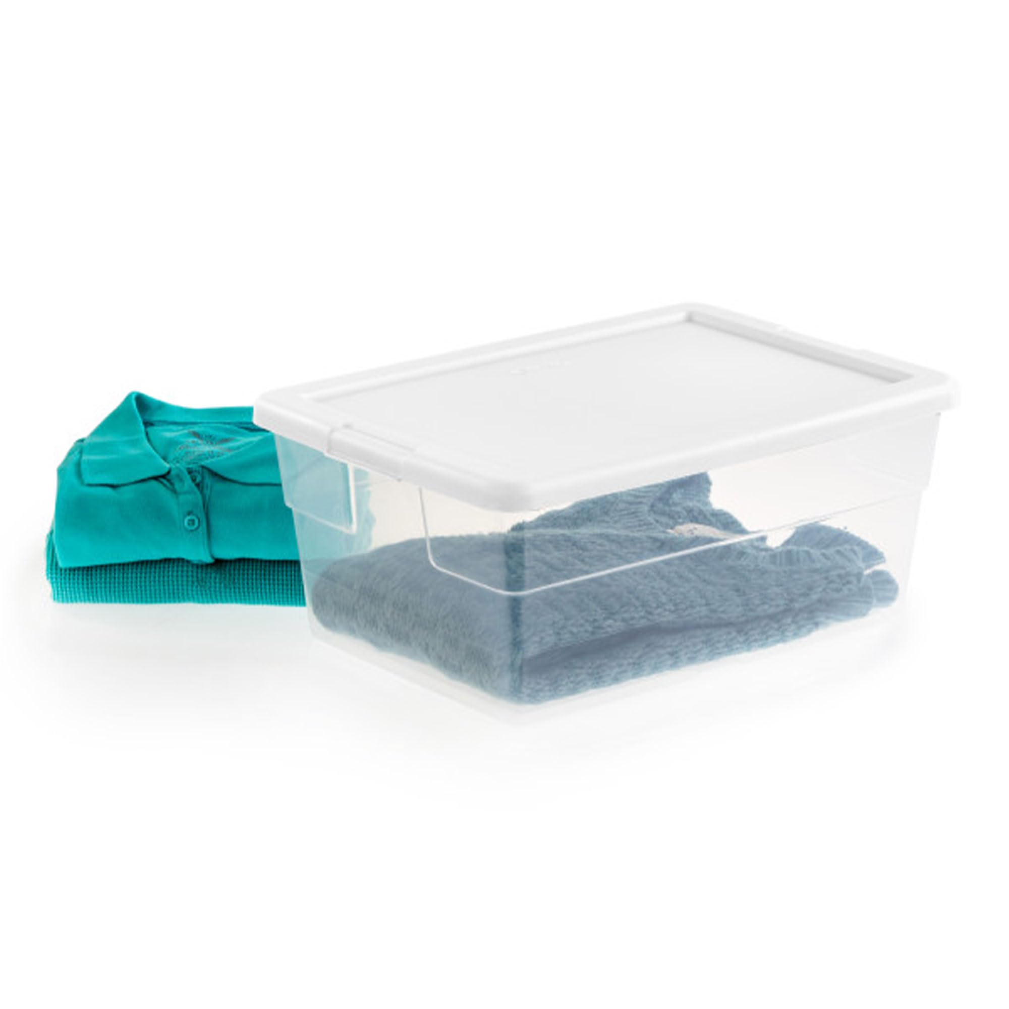 Sterilite 16 Quart Clear Plastic Storage Boxes (48-Pack) - Stackable Bins with Secure Snap-On Lids for Home Organization, Closet Storage & Garage Shelving