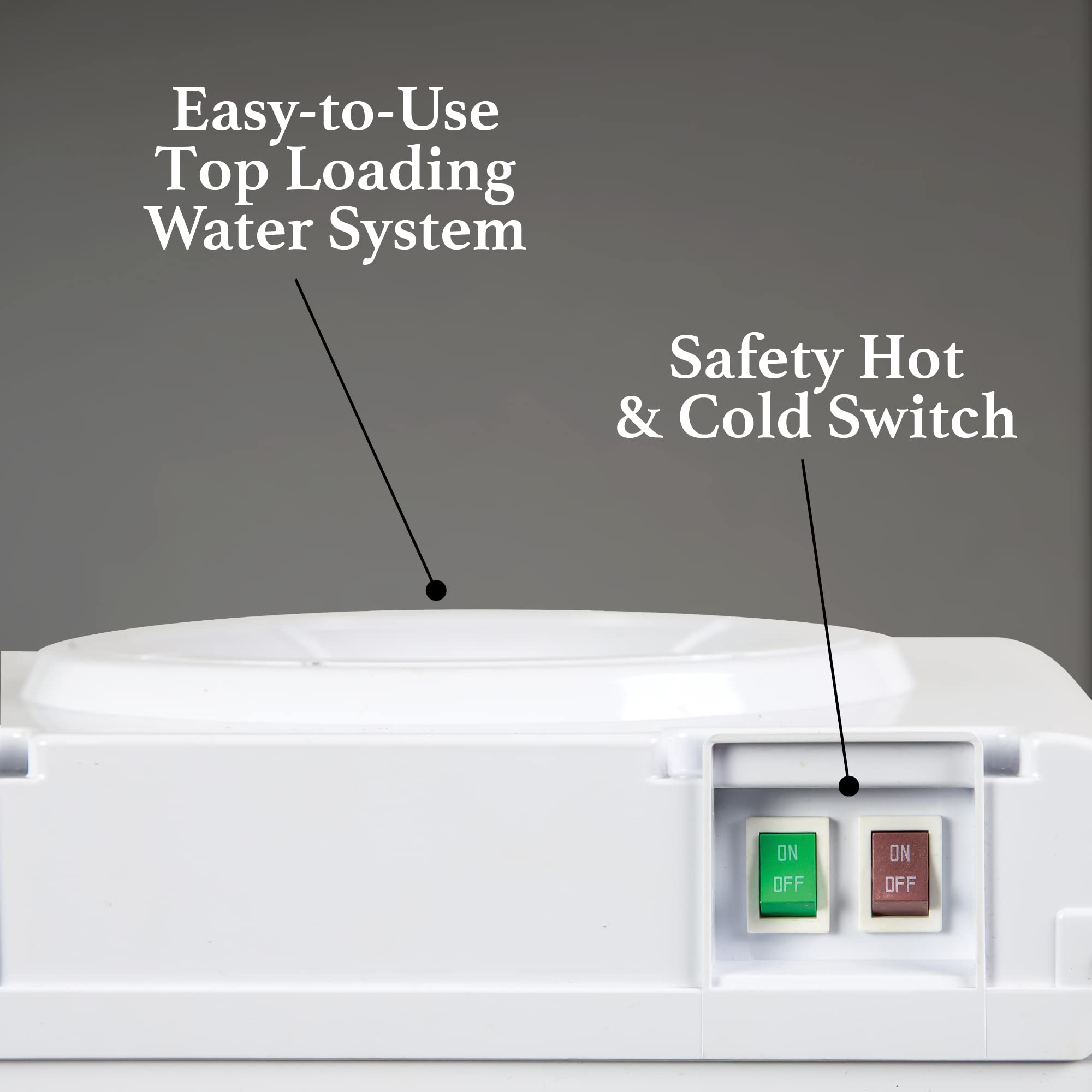 Igloo Top Loading Hot and Cold Water Dispenser - 5 Gallon & 3 Gallon Bottle Water Cooler with Child Safety Lock - Energy Efficient Home & Office Water Machine - White - Perfect for Kitchens, Break Rooms, and Dorm Rooms