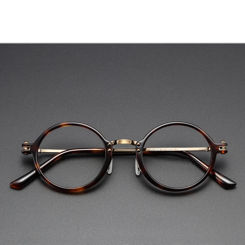 Stylish Black Unisex Full Rim Round Titanium Acetate Eyeglasses RT5866 - Perfect for Reading, Work & Everyday Fashion