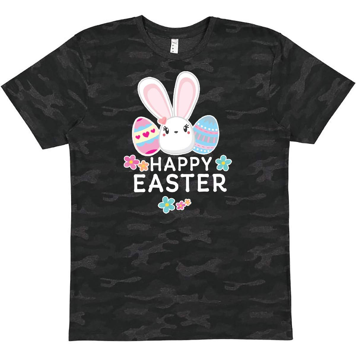 Happy Easter Bunny Head & Easter Eggs Graphic T-Shirt - Fun Holiday Apparel for Easter Celebrations & Spring Festivities