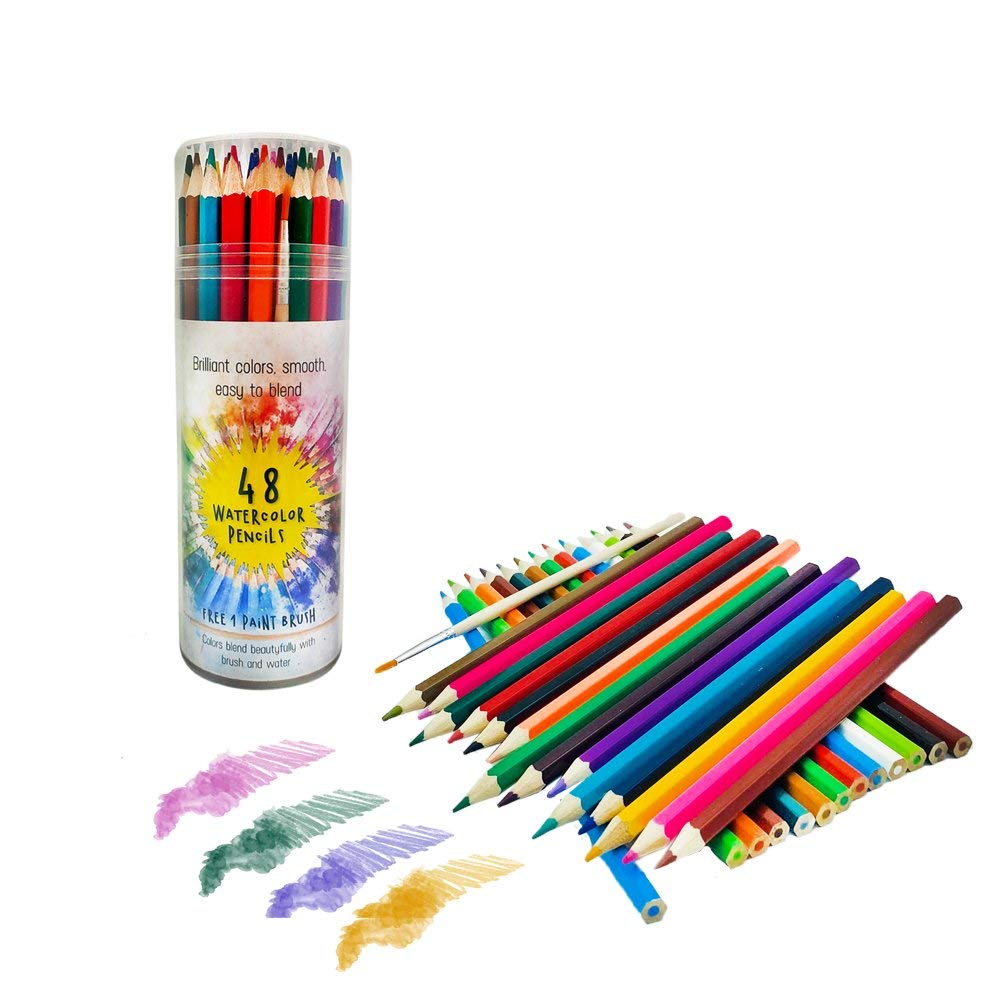 Professional Artist Watercolor Pencils Set - 48 Vibrant Nun-Repeat Colors for Wet & Dry Techniques - Perfect for Sketching, Painting & Mixed Media Art - Ideal for Artists, Students & DIY Craft Projects