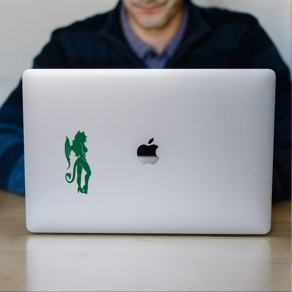 Premium Waterproof Vinyl Decal Stickers - Sexy Devil Girl (Green) Set of 2 - Laptop, Phone, Helmet, Car Window Decals - Perfect for Bumpers, Mugs, Cups, Doors & Wall Decorations - Great for Gamers, Car Enthusiasts & Home Decor