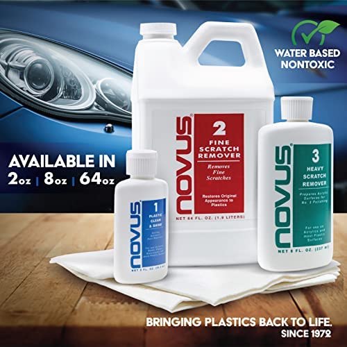 NOVUS-PK1-2 Plastic Clean & Shine Kit - Fine & Heavy Scratch Remover with Polish Mates Pack (2oz Bottles) | Car Detailing, Motorcycle Care, Boat & RV Maintenance
