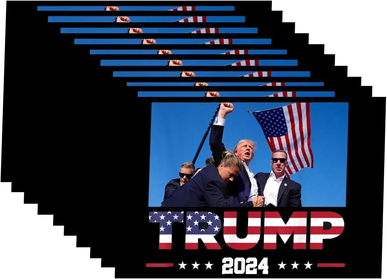 20pcs Trump Political Stickers - Fight Like Hell, Fist & Patriotic Design - Waterproof Vinyl Decals for Laptops, Cars & Bumpers - Show Your Support for Trump Campaign & Elections