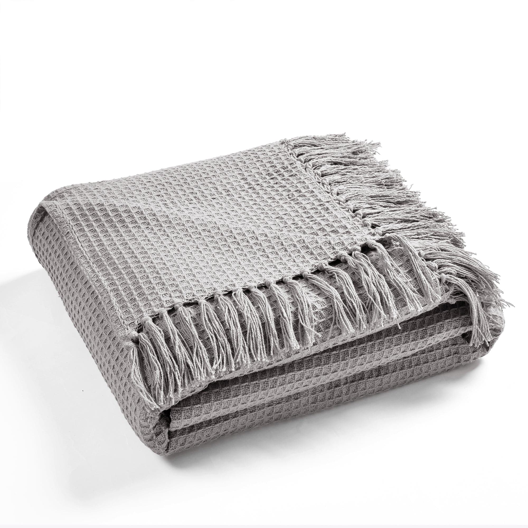Soft Waffle Knit Cotton Blanket with Tassel Fringe - Cozy Throw Coverlet for Bed, Couch & Nursery - Perfect for Winter, Gifts & Home Decor