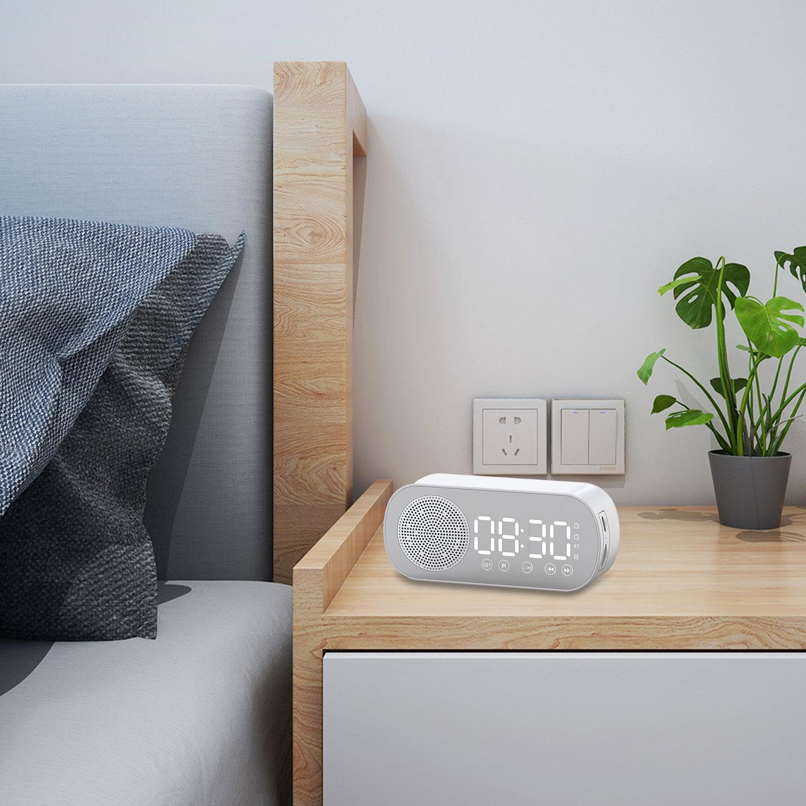 Wireless Digital Alarm Clock Radio with Speaker - FM Radio, USB Charging, Snooze Function - Perfect for Bedroom, Office, Kitchen, Teens & Adults