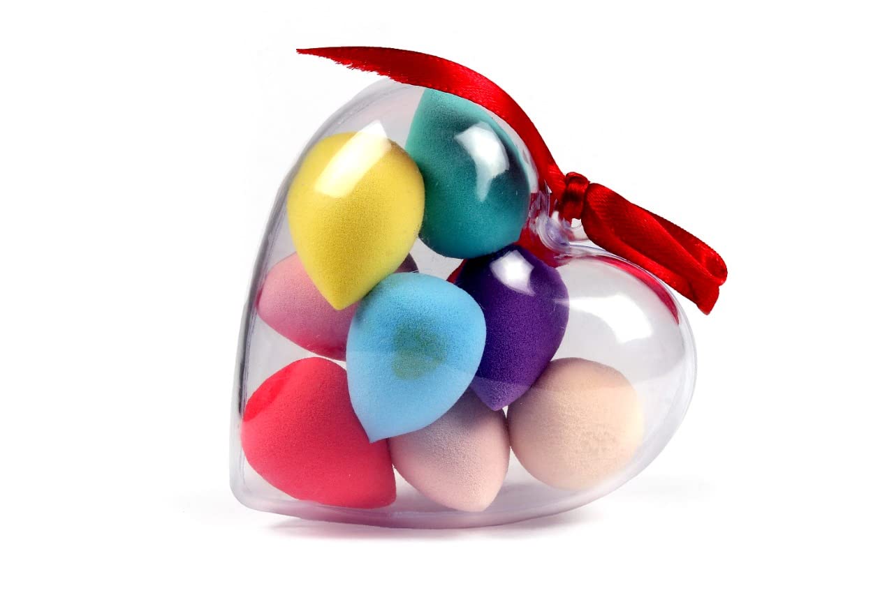 Premium HN Plus Multicolor Mini Heart-Shaped Beauty Blender Sponge Set - 8 Pcs Pack | Perfect for Makeup Application, Blending, & Travel-Friendly Beauty Essentials