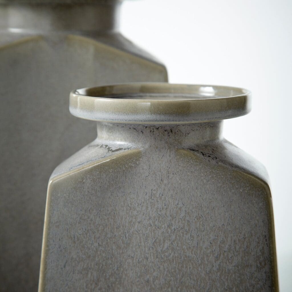 Cyan Design 10918 Santorini Vase - Small Oyster Silver Ceramic Home Decor for Living Room, Dining Table, Wedding Centerpiece