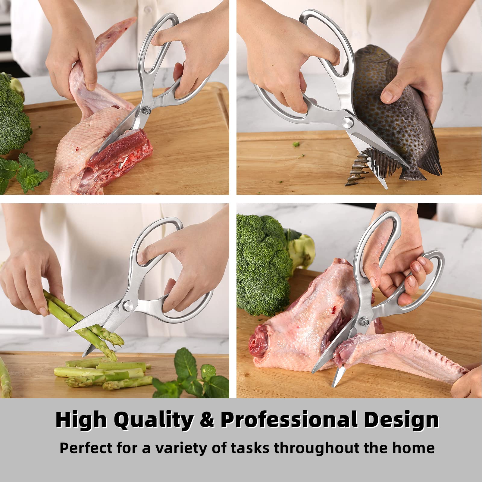 Premium Heavy Duty Forged Kitchen Scissors - Ultra Sharp Stainless Steel Poultry Shears & Multi-Purpose Utility Scissors for Cooking, Crafting, and Outdoor Use