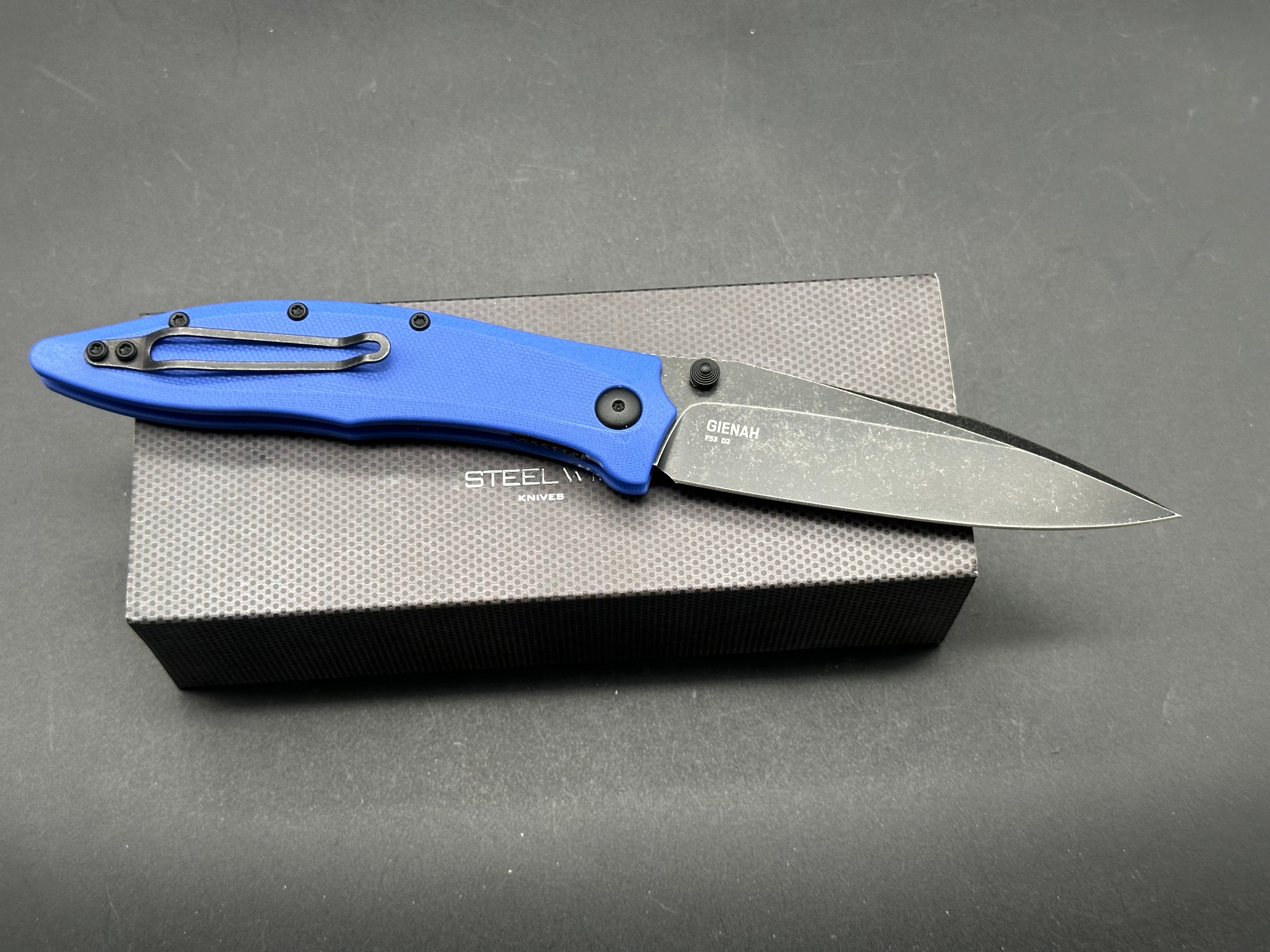 Steel Will Gienah Folding Knife - Blue G-10 Handle, Liner Lock, EDC Pocket Knife for Outdoor, Camping, and Everyday Carry