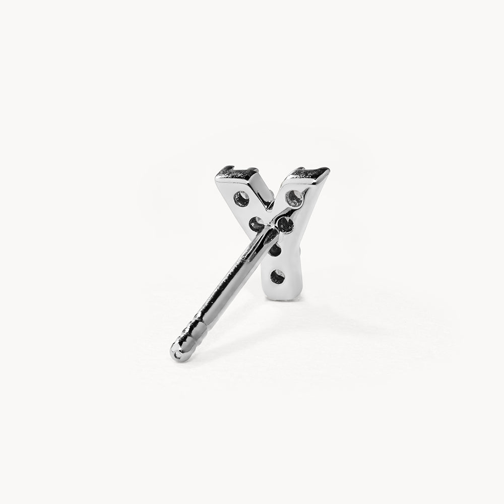 Diamond Letter Y Single Stud Earring in Sterling Silver - Perfect for Gifts, Birthdays & Personalized Jewelry
