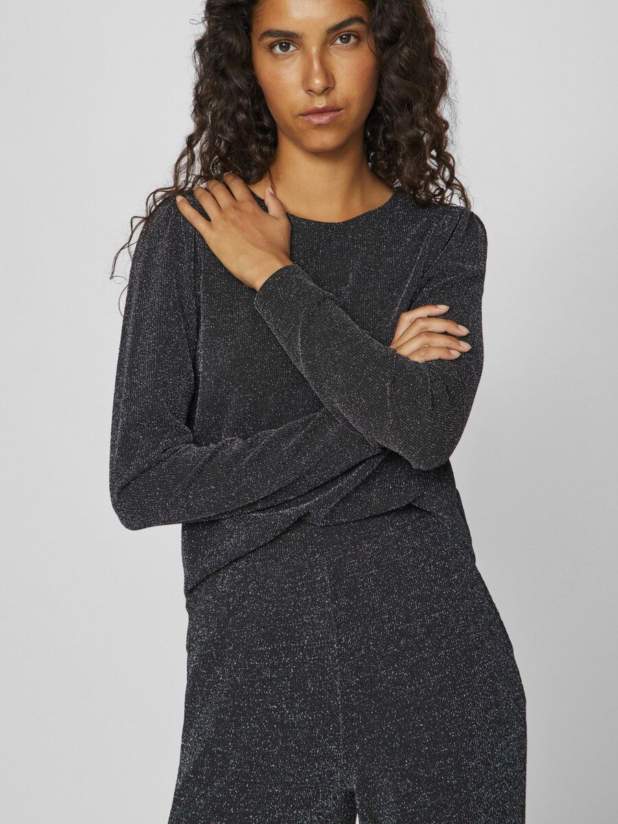 Leina Glitter Top for Women - Black Beauty & Silver Sequin Party Blouse - Perfect for Night Out, Club Wear, and Special Occasions