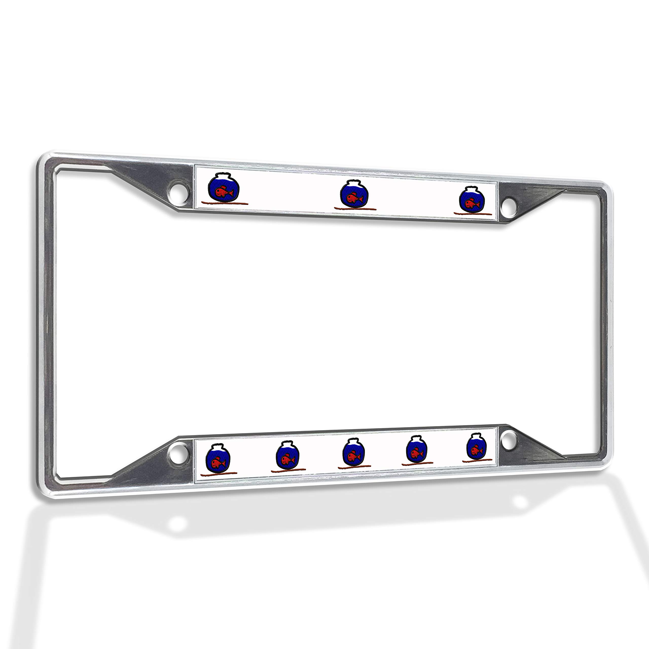 Premium Metal Insert License Plate Frame - Weatherproof Chrome Car Accessory with 4 Solid Holes | Durable Fishbowl Design for All Vehicles | Perfect for Cars, Trucks & SUVs
