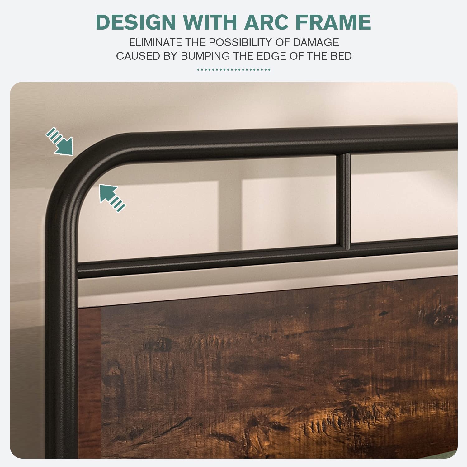 IMUsee Full Bed Frame with Industrial Wood Headboard - 12