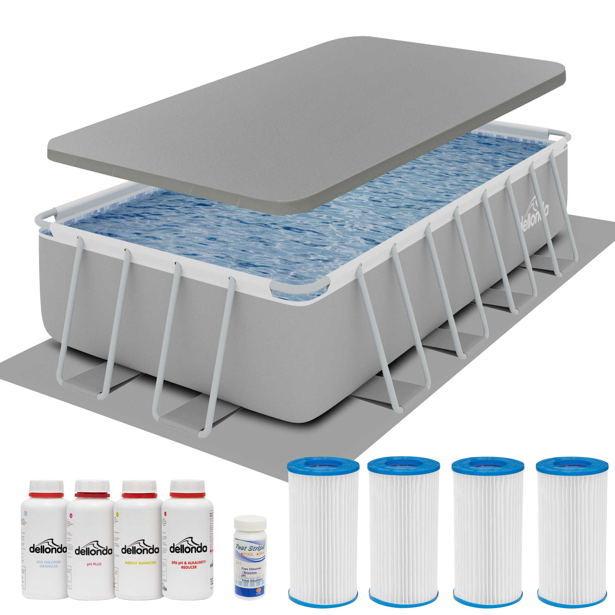 18ft Deluxe Steel Frame Above Ground Swimming Pool with Ladder, Filter Pump & Cover - Durable Rectangular Backyard Pool for Family Fun & Summer Relaxation