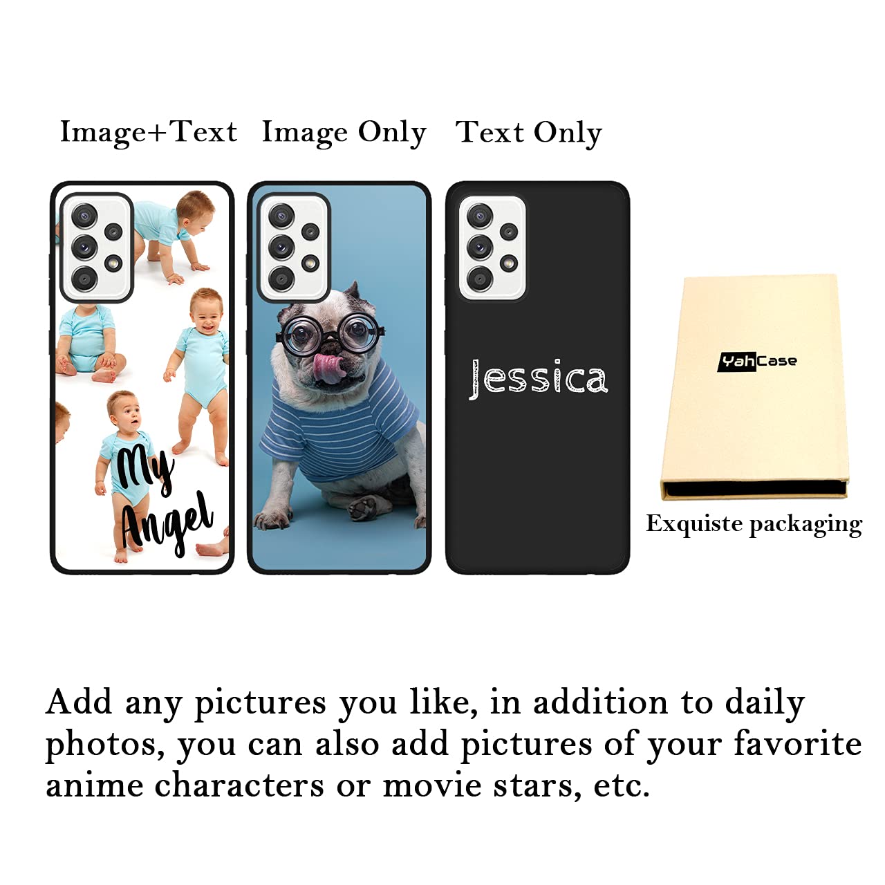 Custom Samsung Galaxy A52 5G Phone Case - Personalized Photo/Text/Name Design - Anti-Scratch Shock-Resistant Soft TPU Protective Cover (Black) - Perfect for Everyday Use, Travel & Gift Giving