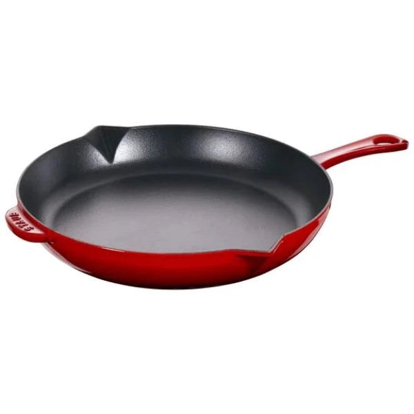 Staub 10 Inch Cast Iron Skillet - Premium French Oven Safe Cookware for Searing, Frying & Baking - Perfect for Stovetop, Oven & Outdoor Cooking