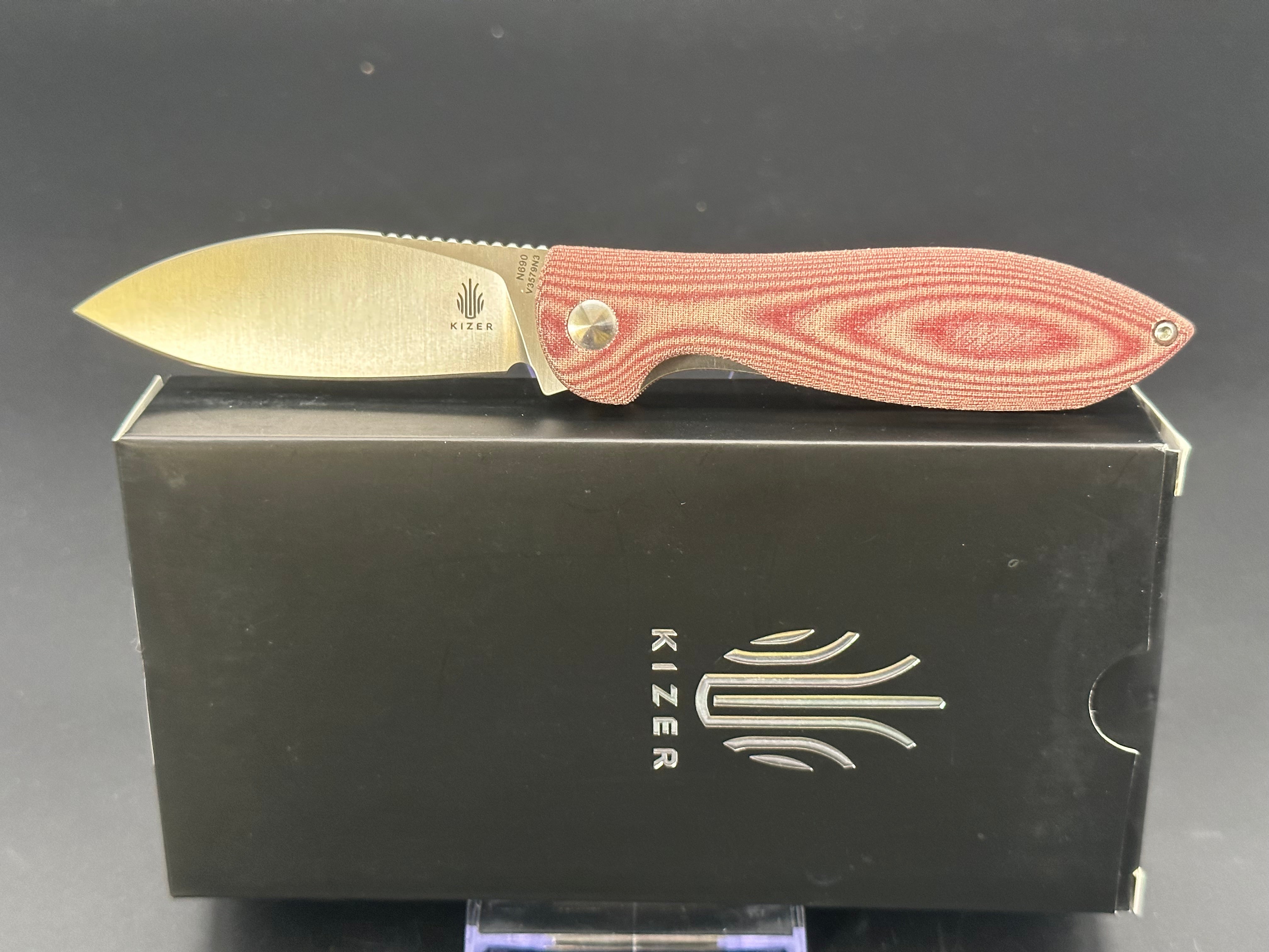 Kizer Infinity Red Micarta Pocket Knife - High-Quality EDC Folding Knife for Outdoor, Camping, and Everyday Carry