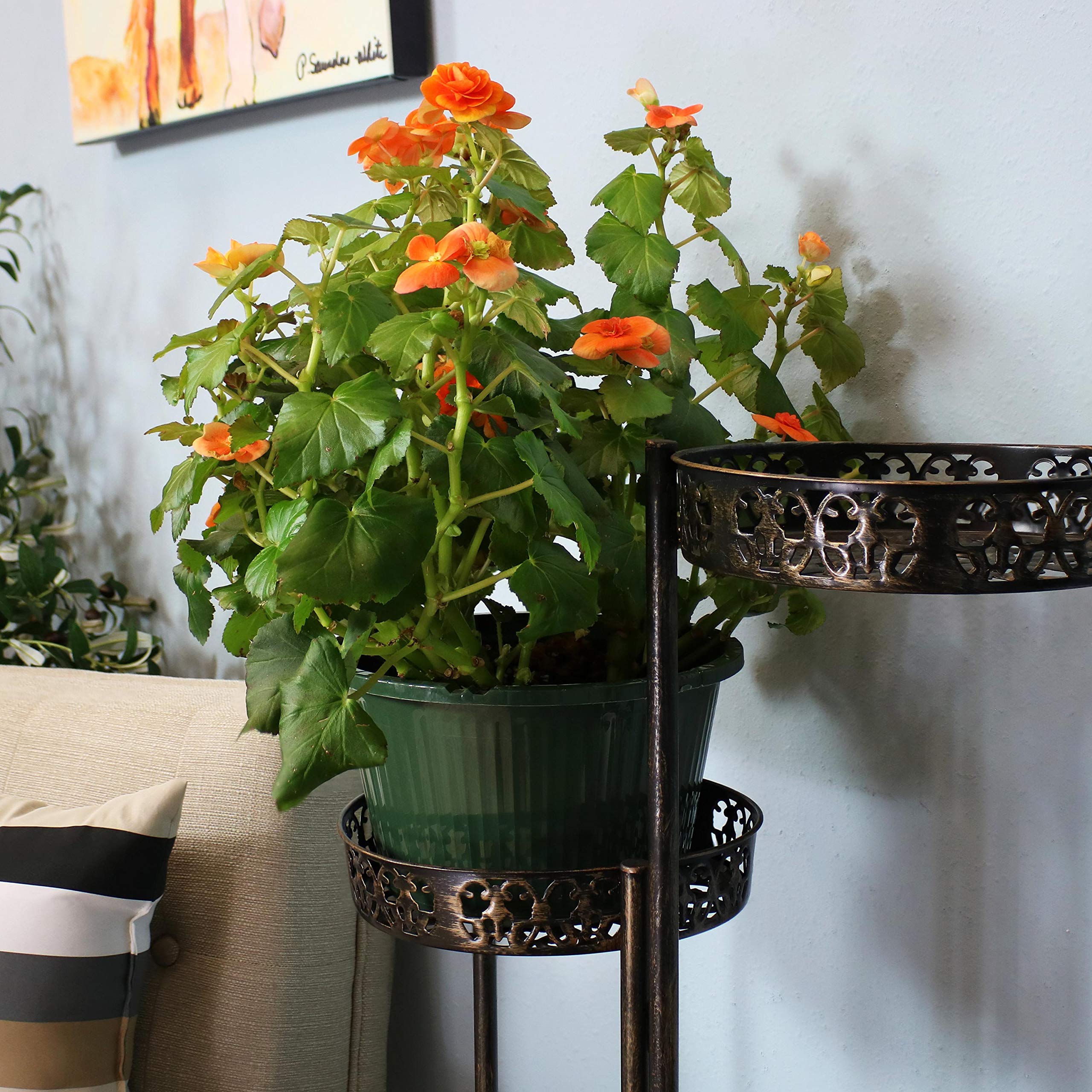 46-Inch 10-Tier Steel Indoor Outdoor Folding Plant Stand with Bronze Finish - Perfect for Balcony, Garden, Patio & Home Decor