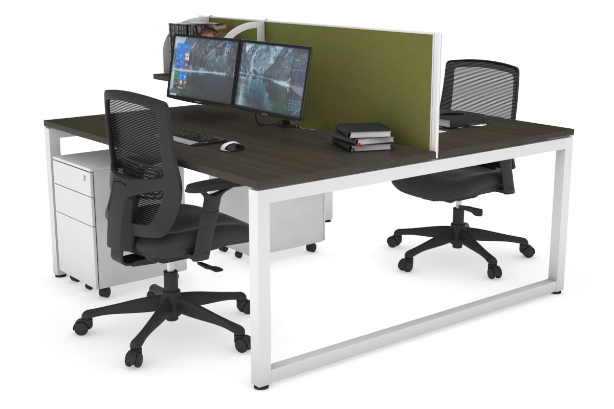 Quadro Loop Legs 2 Person Office Workstation - 1600L x 800W with Cable Management - Modern Shared Desk for Collaborative Workspaces & Home Offices
