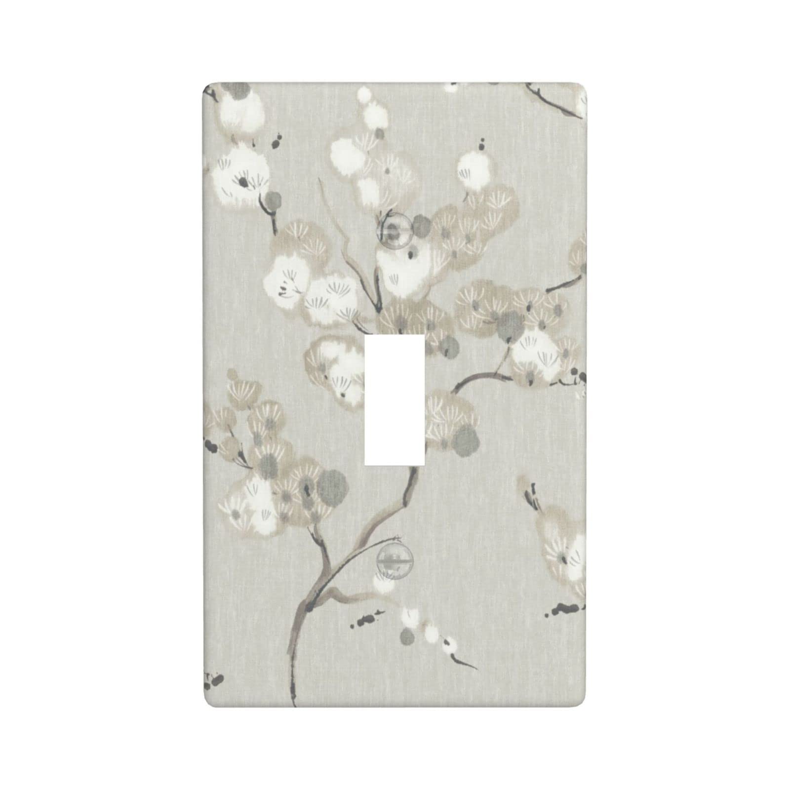 Decorative Taupe Floral Light Switch Cover - Single Toggle Wall Plate (4.5